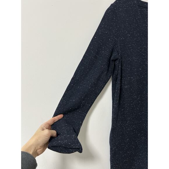 J Jill Ponte V-Neck Dress Women’s Medium Tall Navy Long Sleeve Flecked - Picture 2 of 8